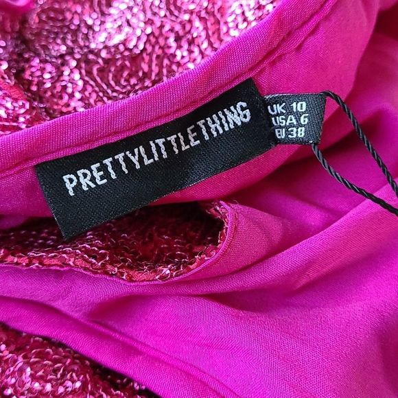 NWT Pretty Little Thing Pink Sequin Dress 6 - Picture 9 of 9